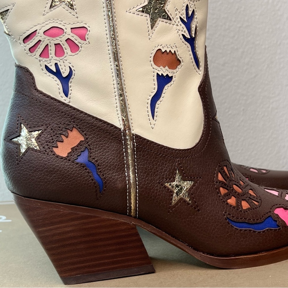Dolce Vita Floral Cutout Western Cowboy Boots Heeled Leather 7.5 NWT - Picture 6 of 8